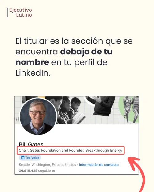 Foto que muestra dónde está el titular de un perfil de LinkedIn