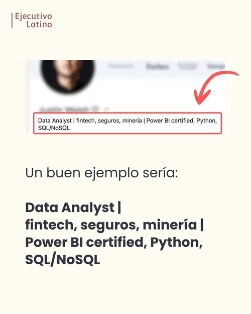 Buen ejemplo de un titular de un perfil de LinkedIn