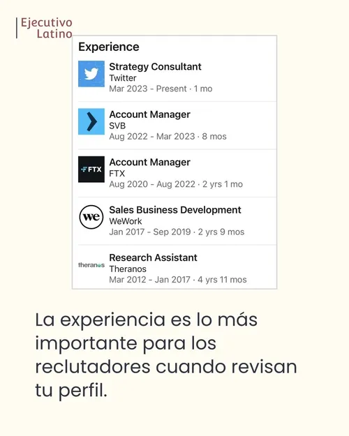 Sección de experiencia en LinkedIn